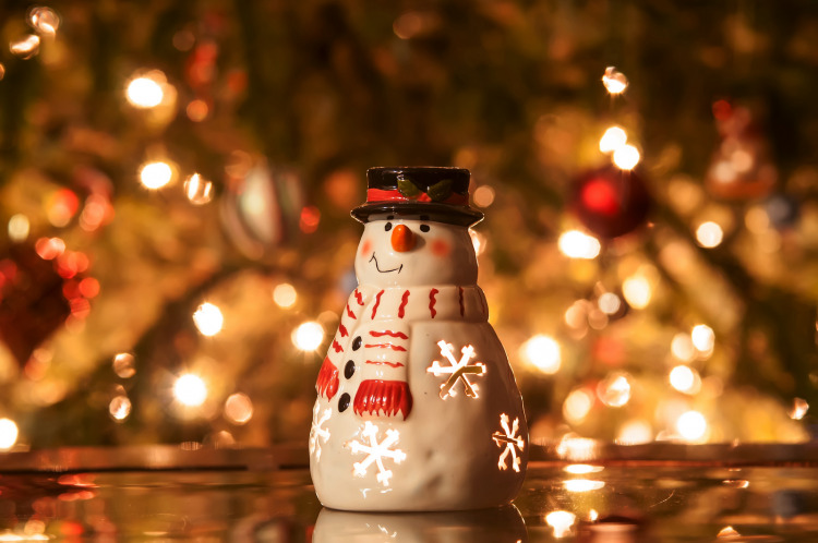 Christmas candle snowman with lights